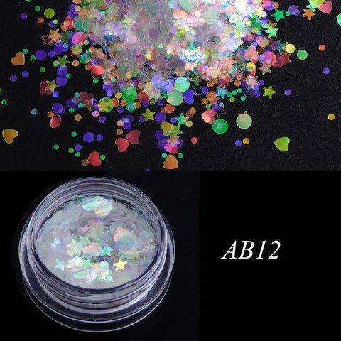 Микс декора для ногтей, полупрозрачный голографический AB12 фото